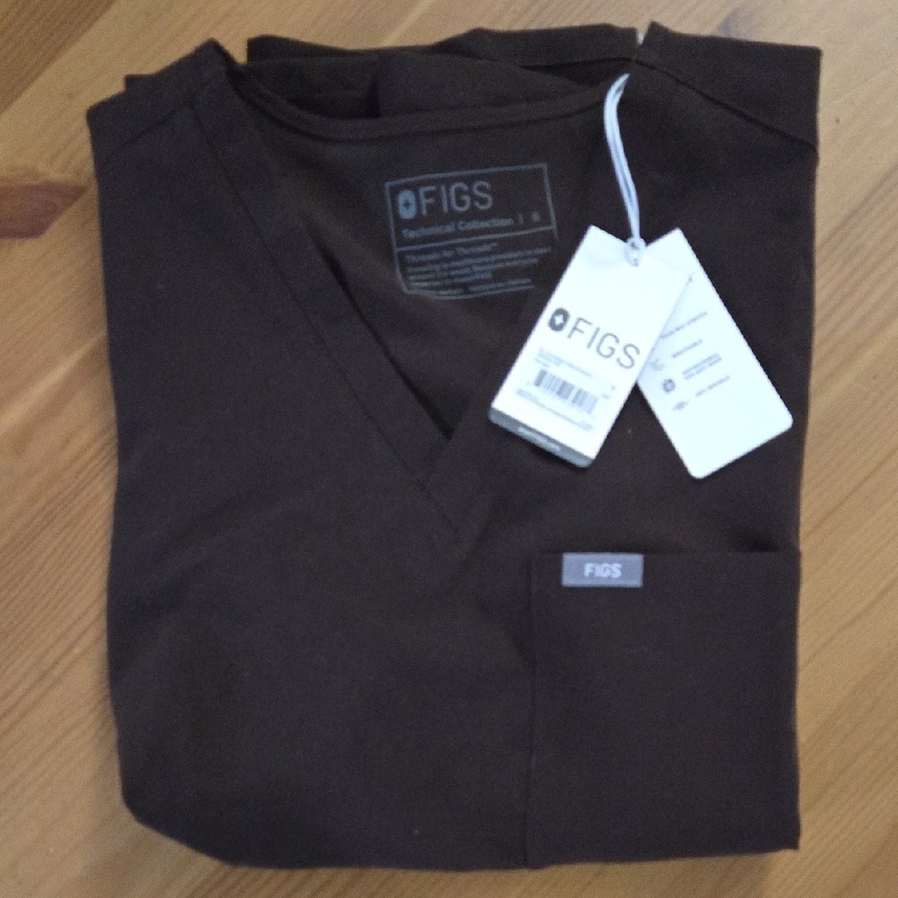 Figs V-Neck Scrub Top - Espresso - Size Small